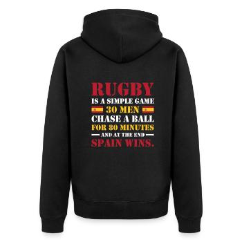 Le rugby est un jeu simple Espagne Rugby - Veste à capuche bio Premium Unisexe - noir - Dos - Nico (187cm)