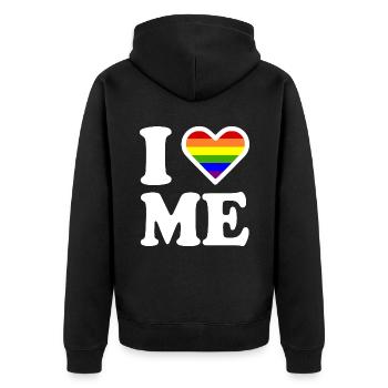I love me - Veste à capuche bio Premium Unisexe - noir - Dos - Nico (187cm)