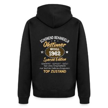 Oldtimer Baujahr 1962 Geboren Jahrgang 1962 - Unisex Premium Bio Zip Hoodie - Schwarz - Hinten - Nico (187cm)