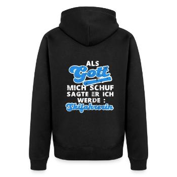 Skifahrerin Skifahrer Skifahren Ski Spruch - Unisex Premium Bio Zip Hoodie - Schwarz - Hinten - Nico (187cm)