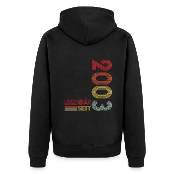 Geburtstag Geboren 2003 Mann Legendär seit 2003 - Unisex Premium Bio Zip Hoodie - Schwarz - Hinten - Nico (187cm)