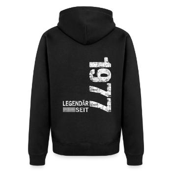 Geburtstag Geboren 1977 Mann Legendär seit 1977 - Unisex Premium Bio Zip Hoodie - Schwarz - Hinten - Nico (187cm)