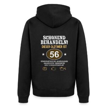 Schonend Behandeln Oldtimer Ist 56 Jahre 56. - Unisex Premium Bio Zip Hoodie - Schwarz - Hinten - Nico (187cm)