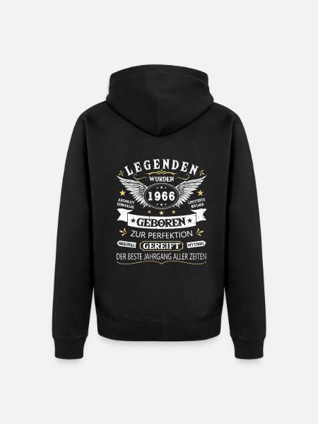 Legenden 1966 Geboren Geschenk Jahrgang 1966 - Unisex Premium Bio Zip Hoodie - Schwarz
