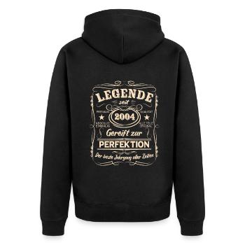 Legenden 2004 Geboren Geschenk Jahrgang 2004 - Unisex Premium Bio Zip Hoodie - Schwarz - Hinten - Nico (187cm)