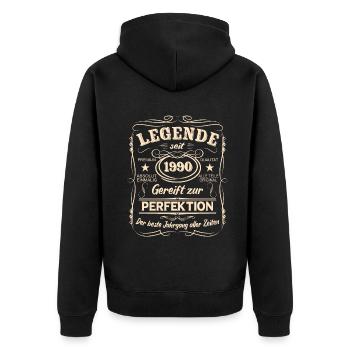 Legenden 1990 Geboren Geschenk Jahrgang 1990 - Unisex Premium Bio Zip Hoodie - Schwarz - Hinten - Nico (187cm)