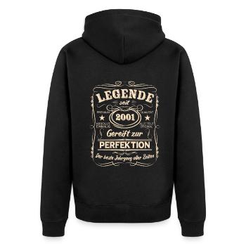 Legenden 2001 Geboren Geschenk Jahrgang 2001 - Unisex Premium Bio Zip Hoodie - Schwarz - Hinten - Nico (187cm)