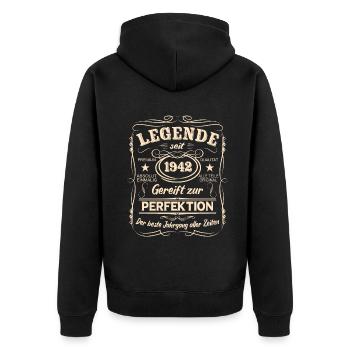 Legenden 1942 Geboren Geschenk Jahrgang 1942 - Unisex Premium Bio Zip Hoodie - Schwarz - Hinten - Nico (187cm)