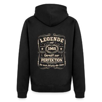 Legenden 1965 Geboren Geschenk Jahrgang 1965 - Unisex Premium Bio Zip Hoodie - Schwarz - Hinten - Nico (187cm)