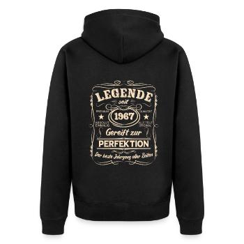Legenden 1967 Geboren Geschenk Jahrgang 1967 - Unisex Premium Bio Zip Hoodie - Schwarz - Hinten - Nico (187cm)