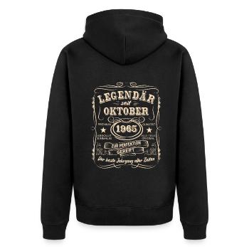 Legenden Oktober 1965 Geboren Jahrgang 1965 - Unisex Premium Bio Zip Hoodie - Schwarz - Hinten - Nico (187cm)