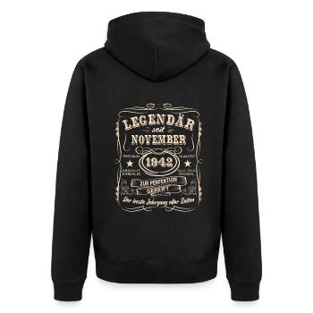 Legenden November 1942 Geboren Jahrgang 1942 - Unisex Premium Bio Zip Hoodie - Schwarz - Hinten - Nico (187cm)