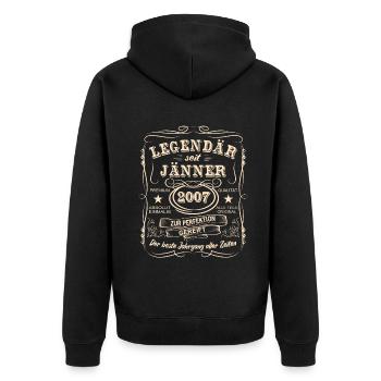 Légendes Janvier 2007 Né en 2007 - Veste à capuche bio Premium Unisexe - noir - Dos - Nico (187cm)