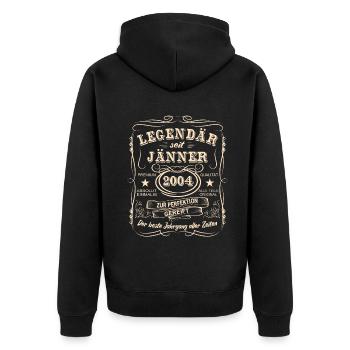 Legends January 2004 Born 2004 - Unisex Premium Organic Zip Hoodie - black - Back - Nico (187cm)