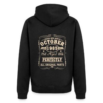 Millésime Octobre 1985 Anniversaire - Veste à capuche bio Premium Unisexe - noir - Dos - Nico (187cm)