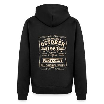Millésime Octobre 1961 Anniversaire - Veste à capuche bio Premium Unisexe - noir - Dos - Nico (187cm)