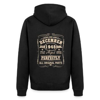 Millésime Décembre 1948 Anniversaire - Veste à capuche bio Premium Unisexe - noir - Dos - Nico (187cm)