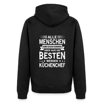 Alle Menschen Sind Gleich Geboren Küchenchef - Unisex Premium Bio Zip Hoodie - Schwarz - Hinten - Nico (187cm)