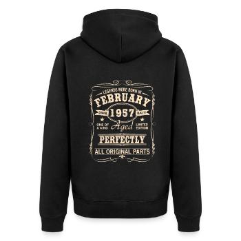 Vintage February 1957 Birthday - Unisex Premium Organic Zip Hoodie - black - Back - Nico (187cm)