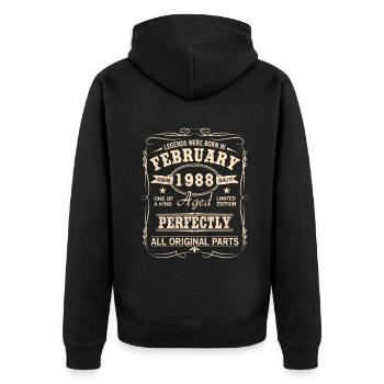 Vintage February 1988 Birthday - Unisex Premium Organic Zip Hoodie - black - Back - Nico (187cm)
