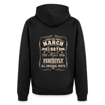 Vintage March 1987 Birthday - Unisex Premium Organic Zip Hoodie - black - Back - Nico (187cm)