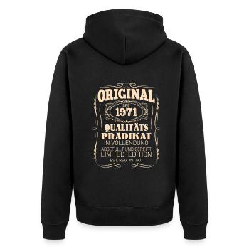 Vintage Original 1971 Geboren Jahrgang 1971 - Unisex Premium Bio Zip Hoodie - Schwarz - Hinten - Nico (187cm)