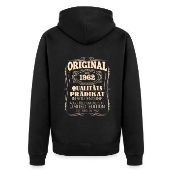 Vintage Original 1962 Geboren Jahrgang 1962 - Unisex Premium Bio Zip Hoodie - Schwarz - Hinten - Nico (187cm)