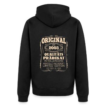 Vintage Original 2003 Geboren Jahrgang 2003 - Unisex Premium Bio Zip Hoodie - Schwarz - Hinten - Nico (187cm)