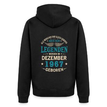 All people are born equal December 1967 - Unisex Premium Organic Zip Hoodie - black - Back - Nico (187cm)