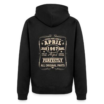 Millésime avril 1967 anniversaire - Veste à capuche bio Premium Unisexe - noir - Dos - Nico (187cm)