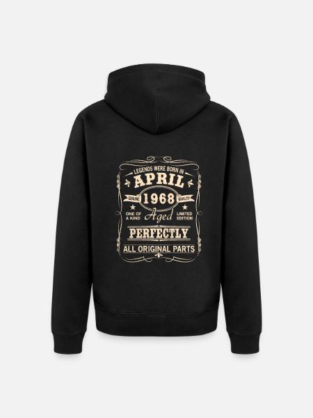 Millésime Avril 1968 Anniversaire - Veste à capuche bio Premium Unisexe - noir