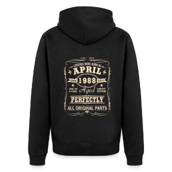 Vintage April 1988 Birthday - Unisex Premium Organic Zip Hoodie - black - Back - Nico (187cm)