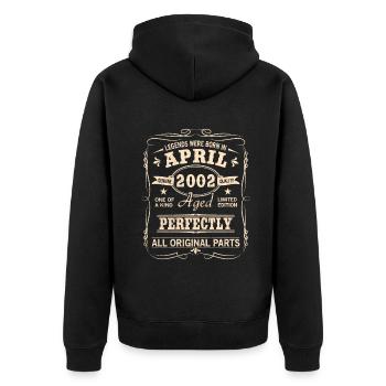 Millésime Avril 2002 Anniversaire - Veste à capuche bio Premium Unisexe - noir - Dos - Nico (187cm)