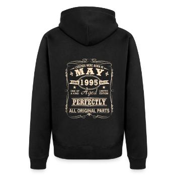 Millésime Mai 1995 Anniversaire - Veste à capuche bio Premium Unisexe - noir - Dos - Nico (187cm)