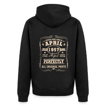 Vintage April 1957 Birthday - Unisex Premium Organic Zip Hoodie - black - Back - Nico (187cm)