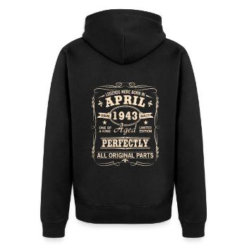 Millésime avril 1943 anniversaire - Veste à capuche bio Premium Unisexe - noir - Dos - Nico (187cm)