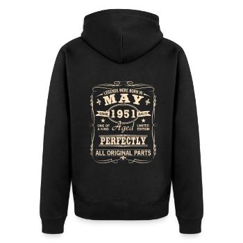 Vintage Mai 1951 Geburtstag - Unisex Premium Bio Zip Hoodie - Schwarz - Hinten - Nico (187cm)