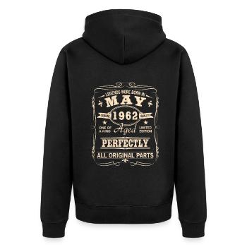 Vintage Mai 1962 Geburtstag - Unisex Premium Bio Zip Hoodie - Schwarz - Hinten - Nico (187cm)