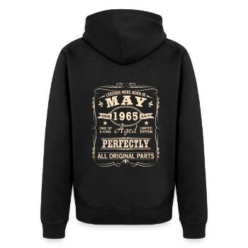 Vintage Mai 1965 Geburtstag - Unisex Premium Bio Zip Hoodie - Schwarz - Hinten - Nico (187cm)