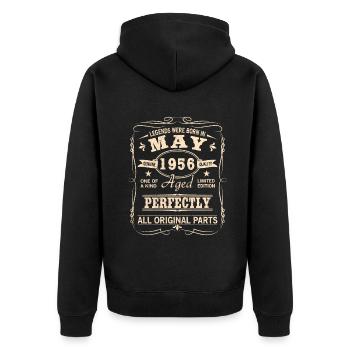 Vintage Mai 1956 Geburtstag - Unisex Premium Bio Zip Hoodie - Schwarz - Hinten - Nico (187cm)