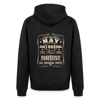 Vintage May 1988 Birthday - Unisex Premium Organic Zip Hoodie - black - Back - Nico (187cm)