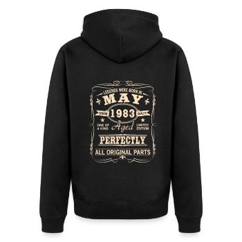Vintage May 1983 Birthday - Unisex Premium Organic Zip Hoodie - black - Back - Nico (187cm)