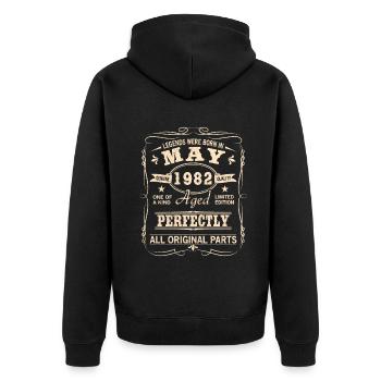 Millésime Mai 1982 Anniversaire - Veste à capuche bio Premium Unisexe - noir - Dos - Nico (187cm)