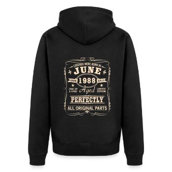 Vintage June 1988 Birthday - Unisex Premium Organic Zip Hoodie - black - Back - Nico (187cm)