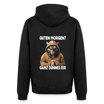 Tiger Kaffee Morgenmuffel Mitarbeiter Geschenk - Unisex Premium Bio Zip Hoodie - Schwarz - Hinten - Nico (187cm)