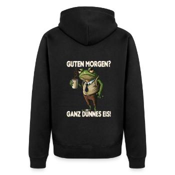 Frosch Kaffee Morgenmuffel Mitarbeiter Geschenk - Unisex Premium Bio Zip Hoodie - Schwarz - Hinten - Nico (187cm)