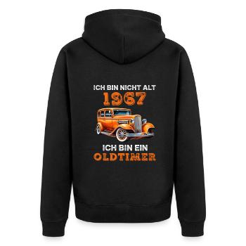 1967 Oldtimer Auto Baujahr Geburtstag Spruch - Unisex Premium Bio Zip Hoodie - Schwarz - Hinten - Nico (187cm)