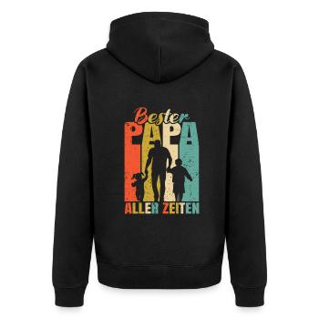 Bester Papa aller Zeiten 2 Kinder Ehemann Papa - Unisex Premium Bio Zip Hoodie - Schwarz - Hinten - Nico (187cm)