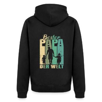 Bester Papa der Welt 2 Kinder Ehemann Papa - Unisex Premium Bio Zip Hoodie - Schwarz - Hinten - Nico (187cm)