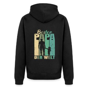Bester Papa der Welt 1 Kind Ehemann Papa - Unisex Premium Bio Zip Hoodie - Schwarz - Hinten - Nico (187cm)
